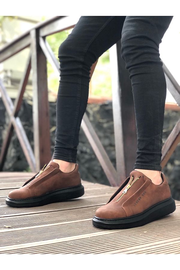 BOA-BOA BA0310 - Tan Black Men's Shoes with High Sole and Zipper 1