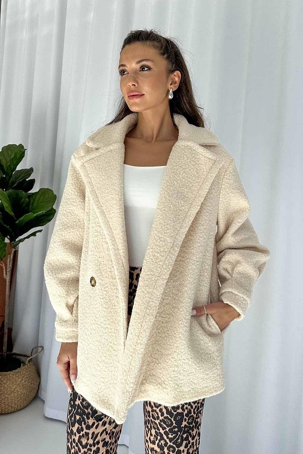 Tan boucle coat store