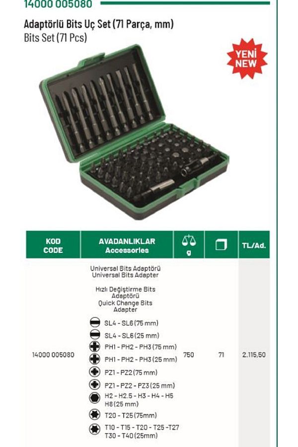 Elta-71 Pieces - 1/4" Bottom Corner Circuit Socket. And Bits Set 1