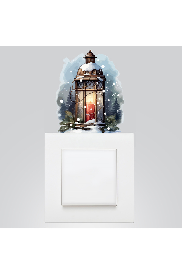Bimotif Yılbaşı priz sticker 9x12 cm, Mumluk Fener 15 adet