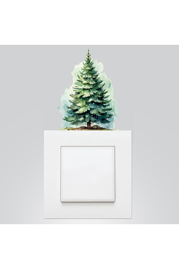 Bimotif Yılbaşı Priz Sticker 9x12 Cm, Çam Ağacı 5 Adet