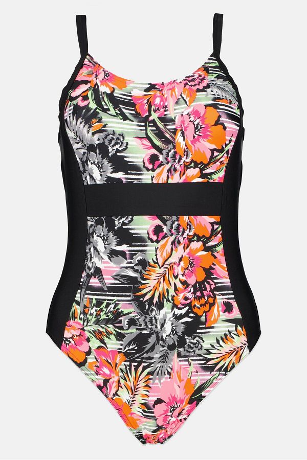 Zoggs Women Printed Lightly Padded One Piece Swimsuit Black Combo Trendyol