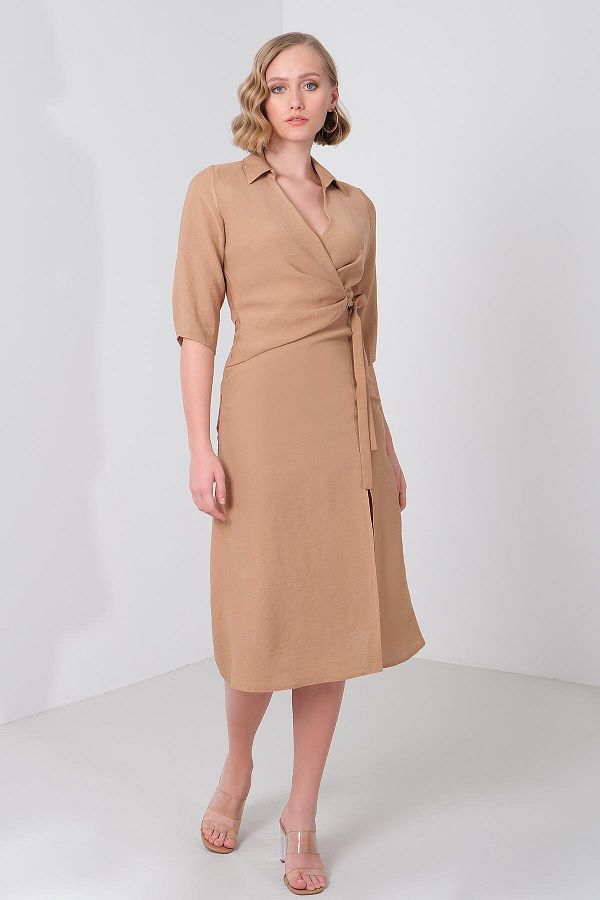 EXPLOSION-Midi Dress with Side Tie Detail 1