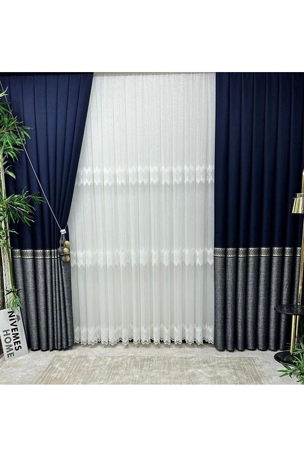 NİVEMESHOME-Nivemeshome Lucca 1/3 Frequent Pleated Tulle Curtain Apm 1