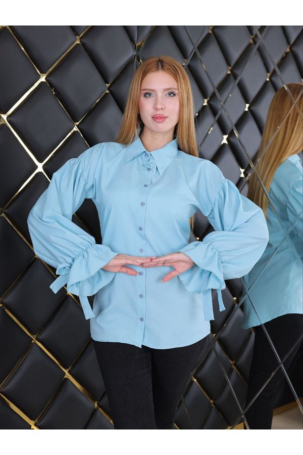 使い勝手の良い Oversize Marka Gather Trendyol Blouse- Satin Detailed トップス