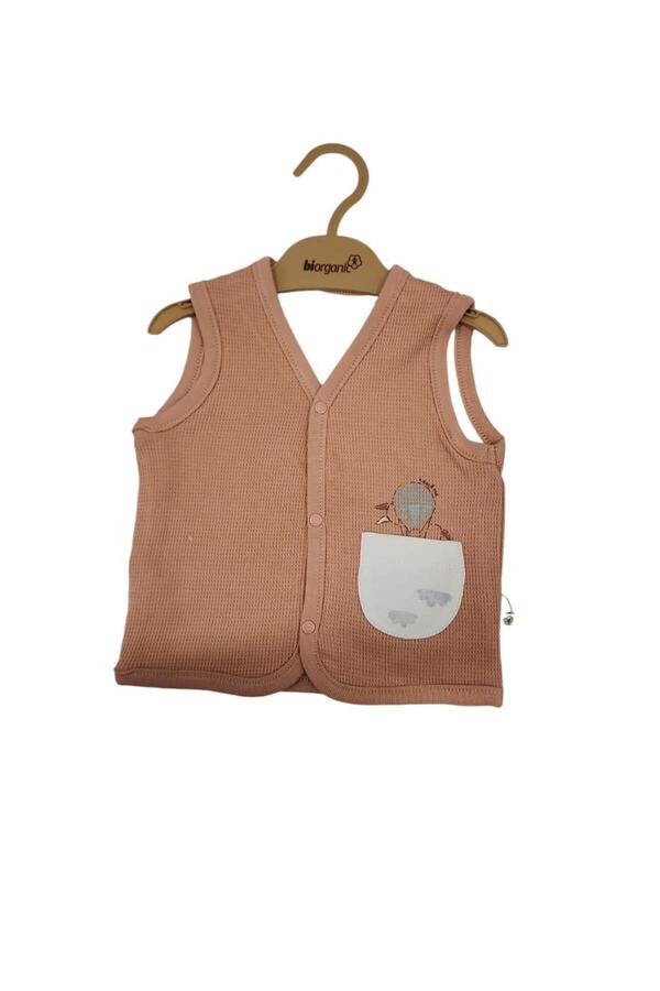 Bibaby Organik Yelek Teach Me Kırmızı - Kahverengi - Mint