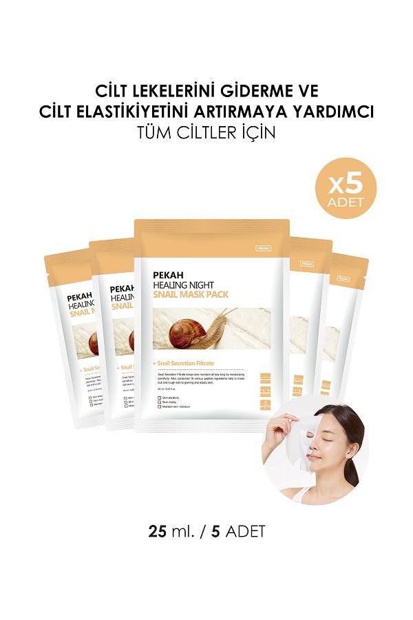 PEKAH-Snail Essence Refreshing Anti-Aging Mask Set Containing 16 Peptides 5 Pieces 1