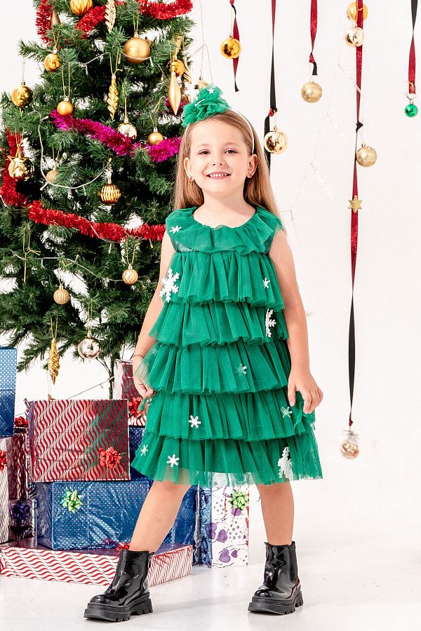 Beniizle Snowflake Detailed Buckle Girl s Christmas Dress Trendyol