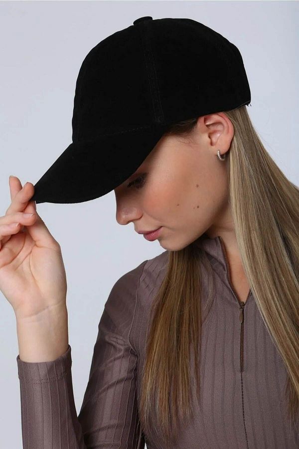 Black suede cap womens outlet
