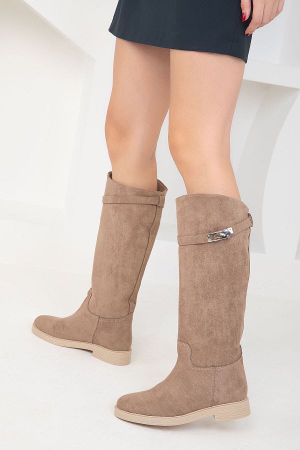 SOHO-Zamszowe buty damskie taupe 18576 1