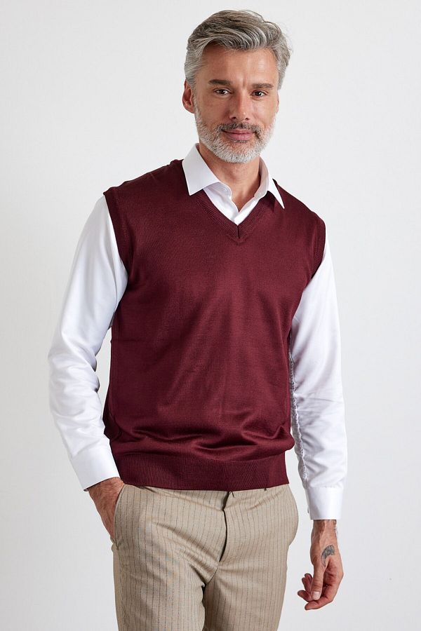 Livio Ferri Men s Plus Size Regular Cut V Neck Sleeveless Sweater Knitwear Sweater Trendyol