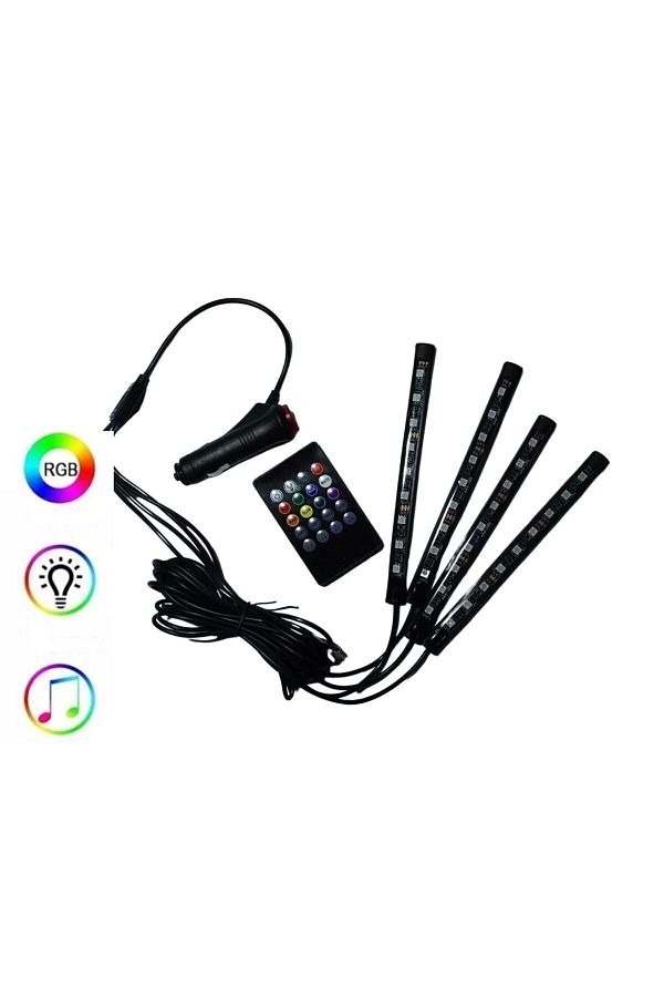 Unichrome-4 قطع من مصابيح LED للجو داخل السيارة يتم التحكم فيها عن بعد 36 LEDs 9 LEDs 1