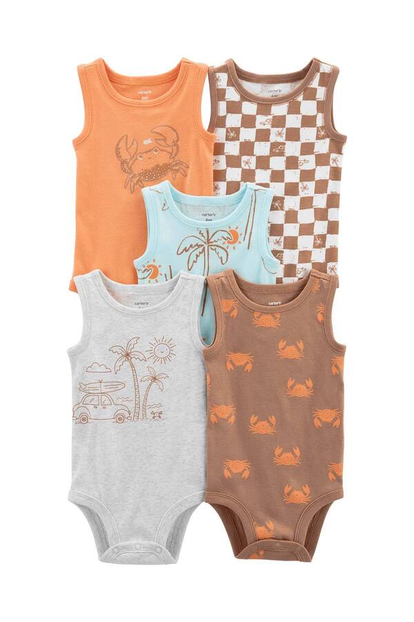Carter's Erkek Bebek Kolsuz Body 5'li Paket