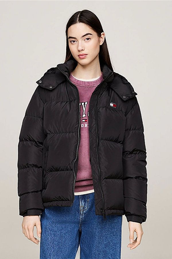 Womens black tommy hilfiger jacket sale