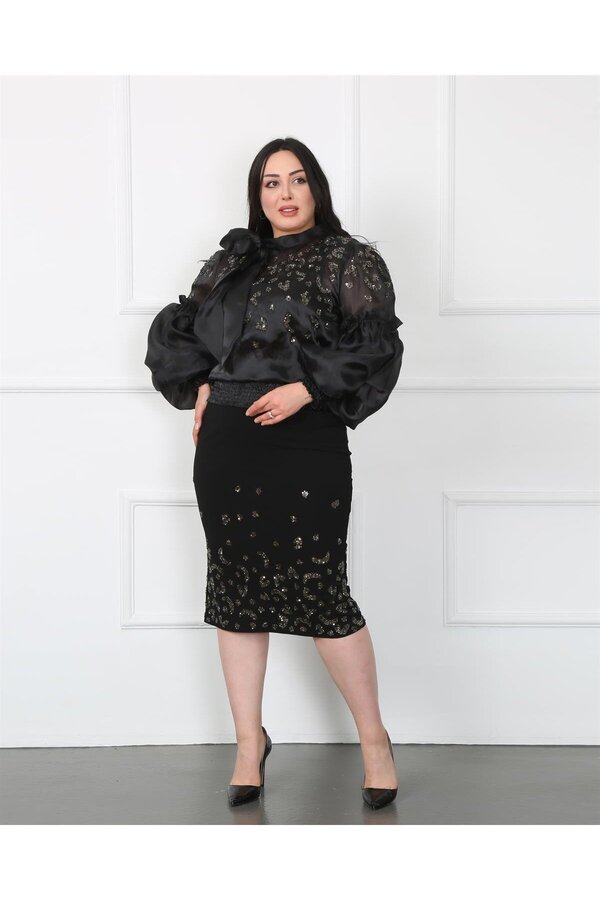 black chiffon blouse plus size