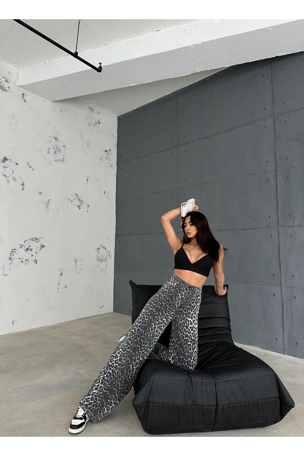 Zeo Basic-ZEO Basic Baggy Pants - Leopard Pattern 1