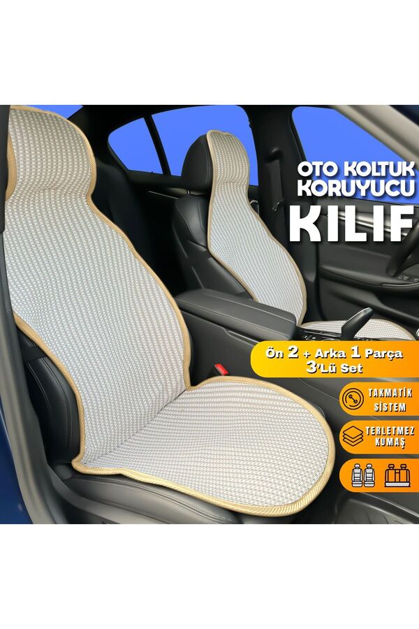 Drs Tuning Volkswagen Caddy Compatible Seat Cover Cushion Cream 2+1