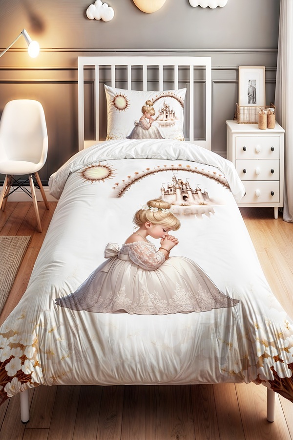 Evpanya Dilek Perisi Desenli Tek Kişilik Bebek Çocuk Nevresim Seti