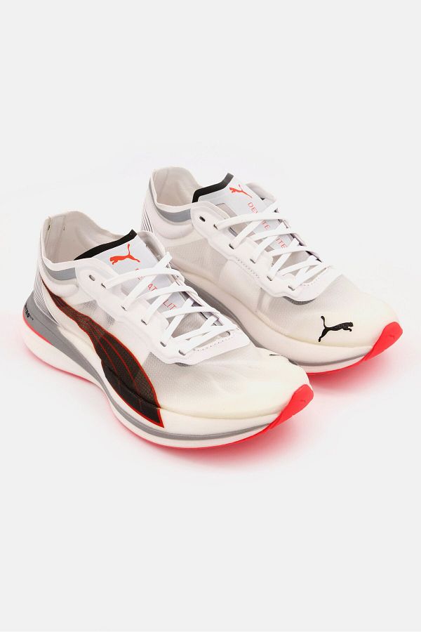 Puma Women Lace Up Deviate Elite Sports Shoes White Orange Trendyol