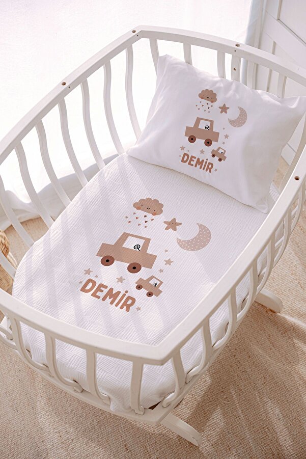 Lilabio İsme Özel 70x120 Park Yatak Ve Anne Yanı Pike Seti Araba