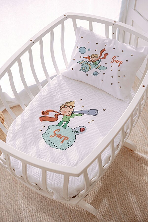 Lilabio İsme Özel 70x120 Park Yatak Ve Anne Yanı Pike Seti Küçük Prens