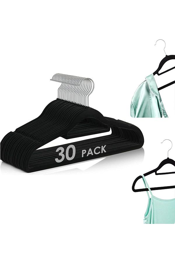 COOYA-Non-Slip Velvet Hangers 30 Pack, Durable, Ultra Thin Space Saving 360 Degree Swivel Hook 1