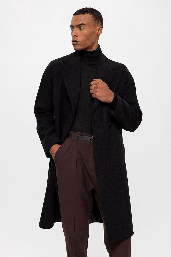 Antioch Black Oversize Double Breasted Men s Coat Trendyol