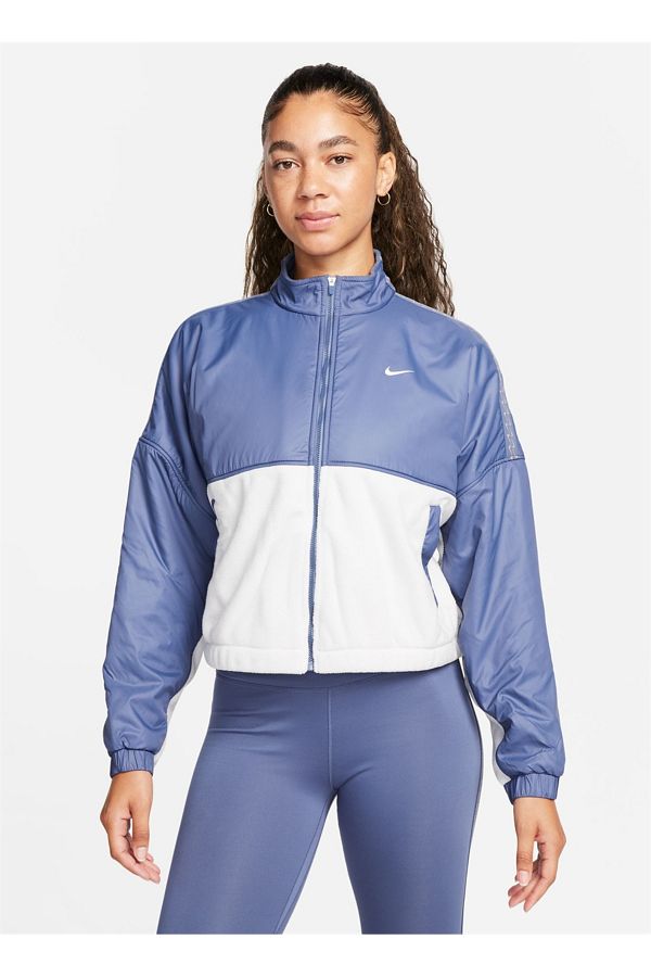 Nike Stand Collar Blue Women s Coat Parts Fb5670 491 W Nk One Tf Flc Fz Nvty Trendyol