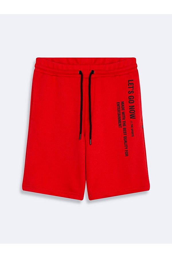 Ltb-Red Shorts with Contrast Slogan 1