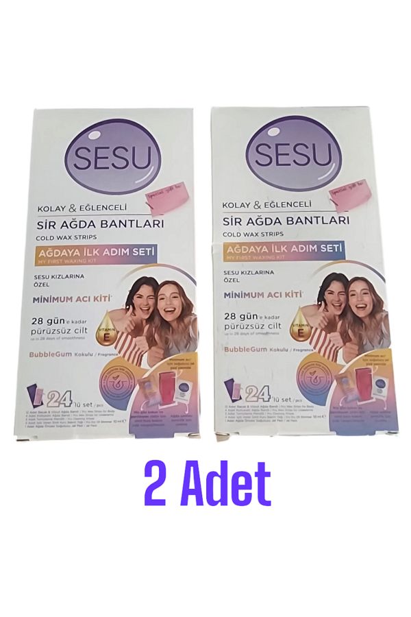 Sesu-2 Pieces of Waxing Strips - Set of 24 and 28 Smooth Bubble Gum Scented 1
