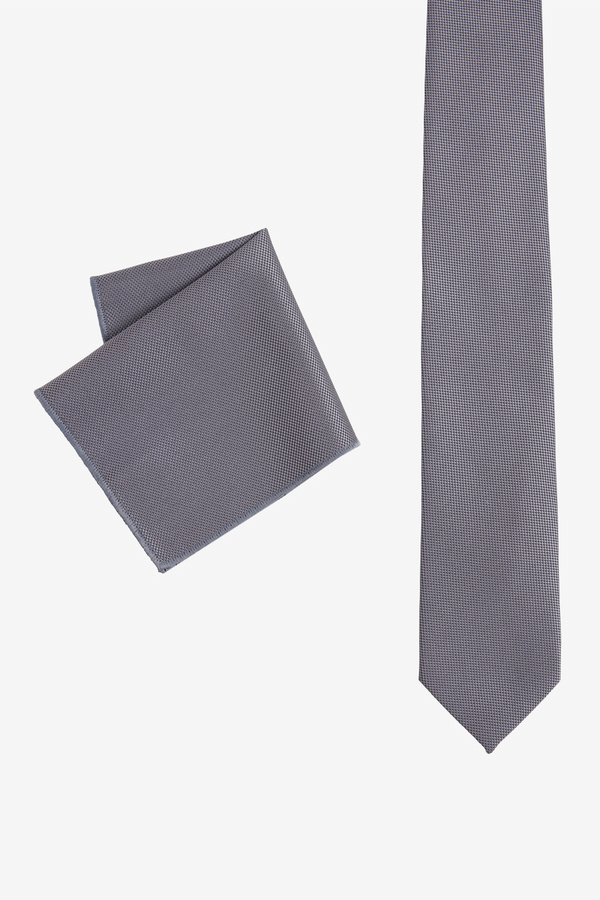 ALTINYILDIZ CLASSICS-Men's Anthracite Silk Fabric Tie-Handkerchief Set 1