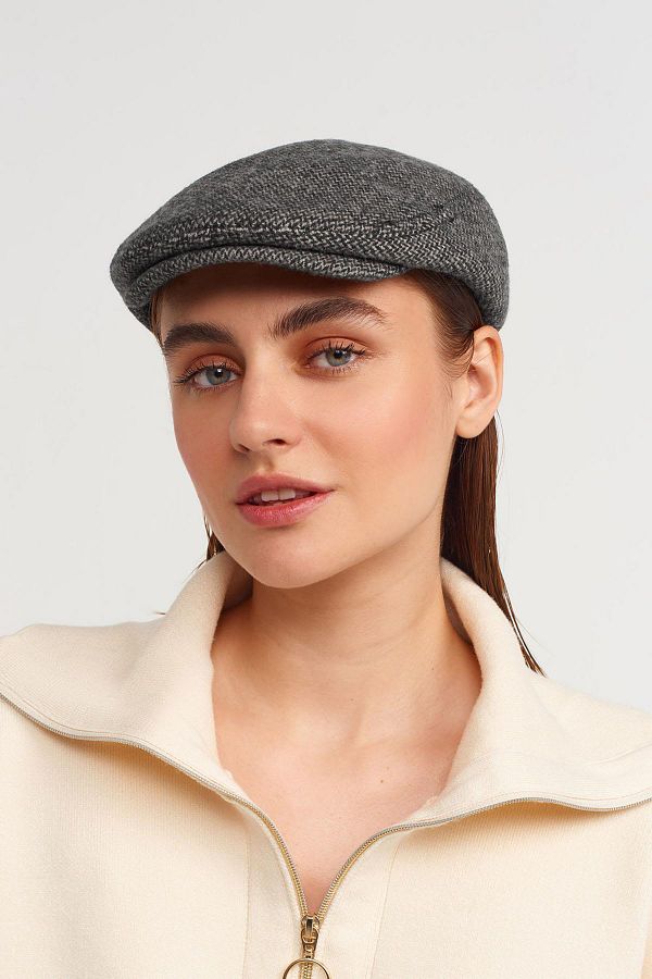 Herringbone wool flat cap outlet