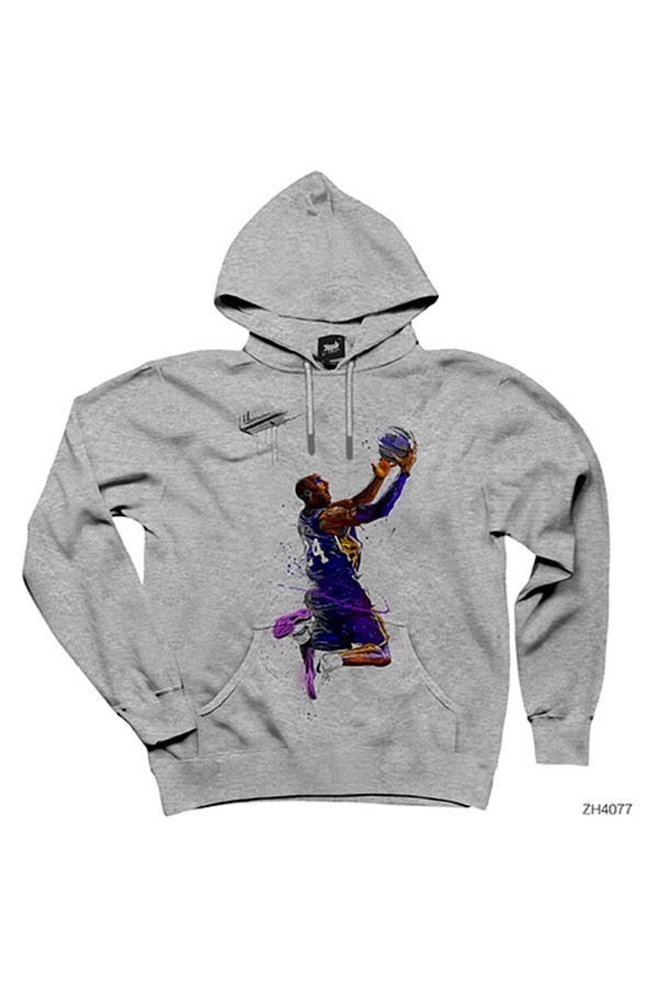 WAKHA Kobe Bryant Slam Dunk Gray Hooded Sweatshirt Hoodie Trendyol