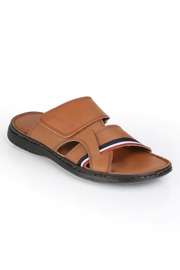 U.S. Polo Assn. Dean Genuine Leather Tape Anatomic Men s Slippers Trendyol