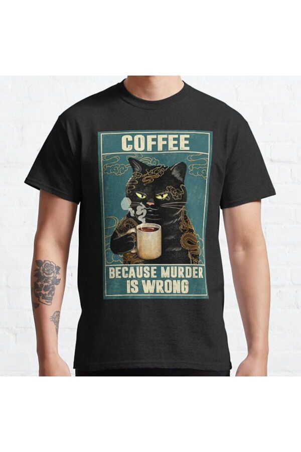 ZOKAWEAR-Tricou imprimat unisex, cu tatuaj de pisici, deoarece Murder Is Wrong 1