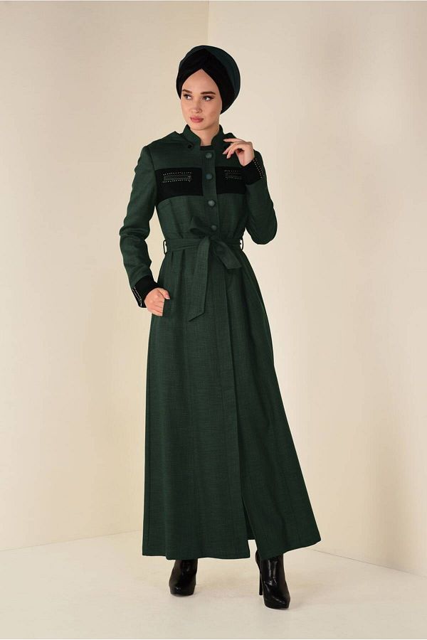 Alvina-1312 Model with Button and Belt Detail and Curtain Decoration 1
