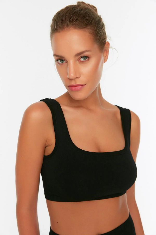 TENA-Tricou negru cu bretele groase pentru femei 1