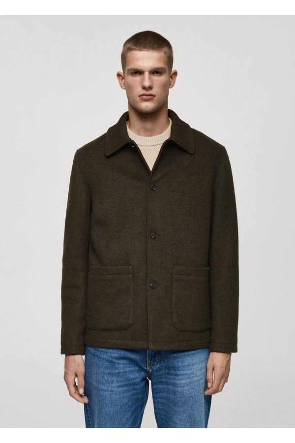 MANGO Man-Woolen Boucle Jacket with Pockets 1