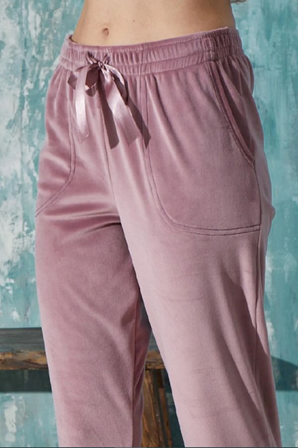 VERA L FE French Velvet Pajamas for Women Soft Ankle Cuff Elastic Pockets Joger Tracksuit Single Bottom Trendyol