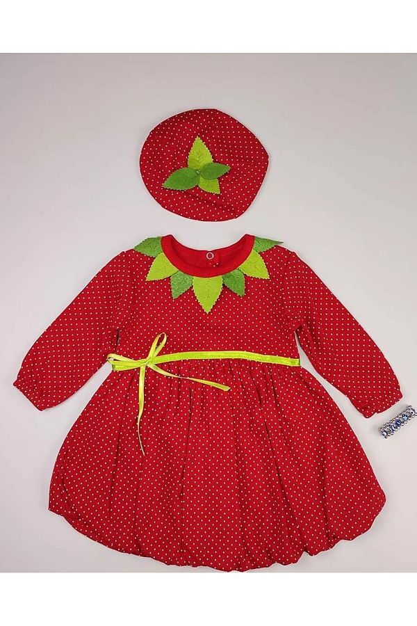 Peki-Cotton Strawberry Patterned Add 5 Pay 4 Baby Dress - New Year Gift 14183 1