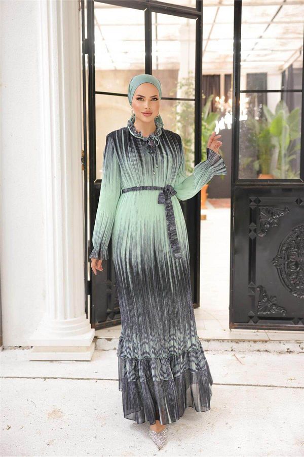 Striped chiffon dress on sale