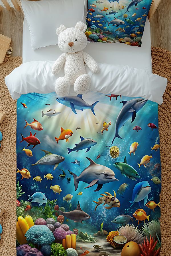 Else Dekor-Fish Patterned Underwater - Children's Single Bedding Set 1