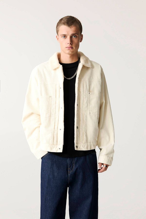 Pull & Bear-Corduroy Jacket with Faux Wool 1