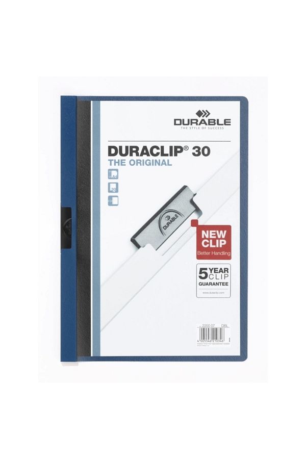 Durable-A4 Compression File Duraclip Center Clip 30 Sheets Navy Blue 2200 Single (1 Piece) 1