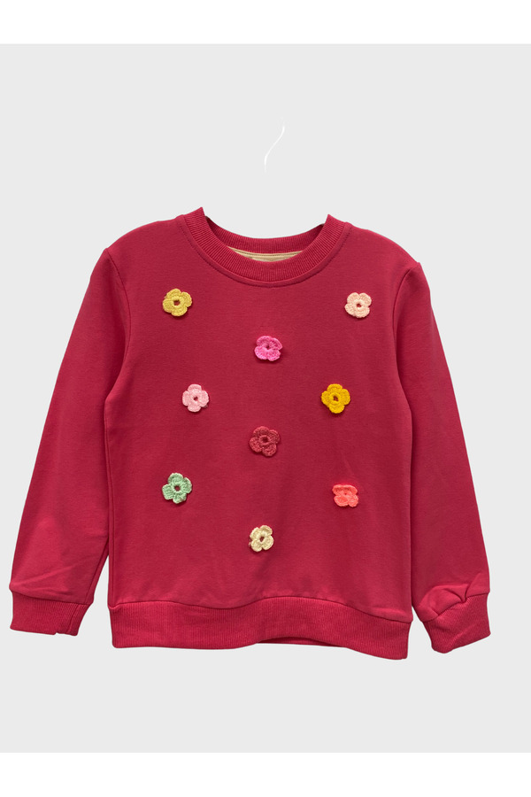 İsobel Kids Çiçek İşlemeli Kız Sweat - Fuşya