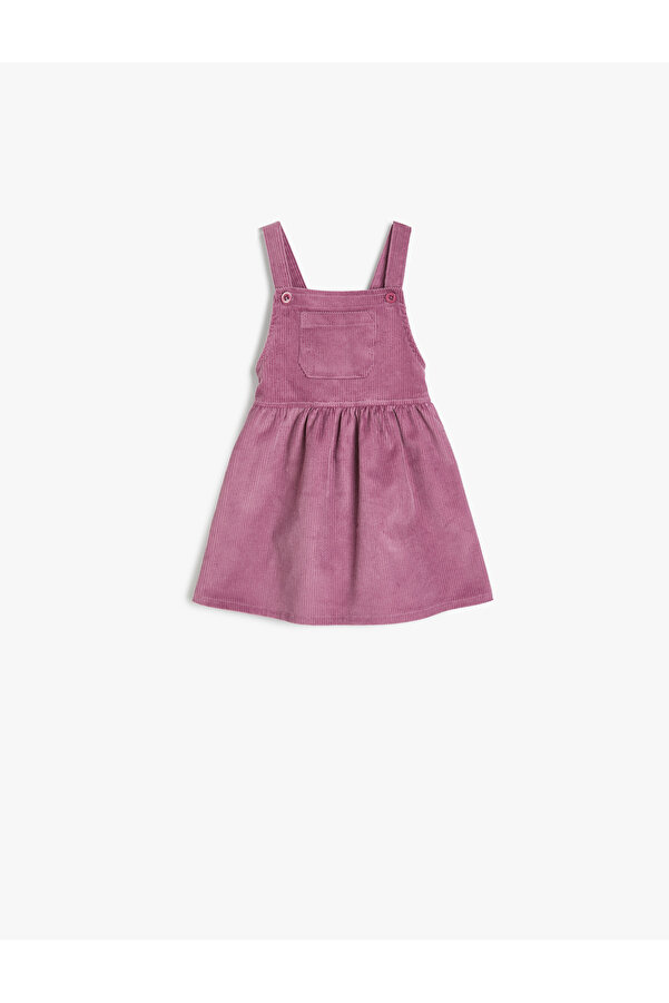 Koton Pamuklu Cep Detaylı Fitilli Askılı Kadife Elbise