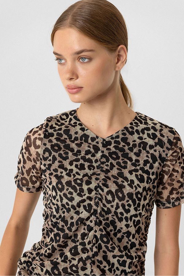 Alexa Dash-Leopard Print Chiffon Lined Blouse 1