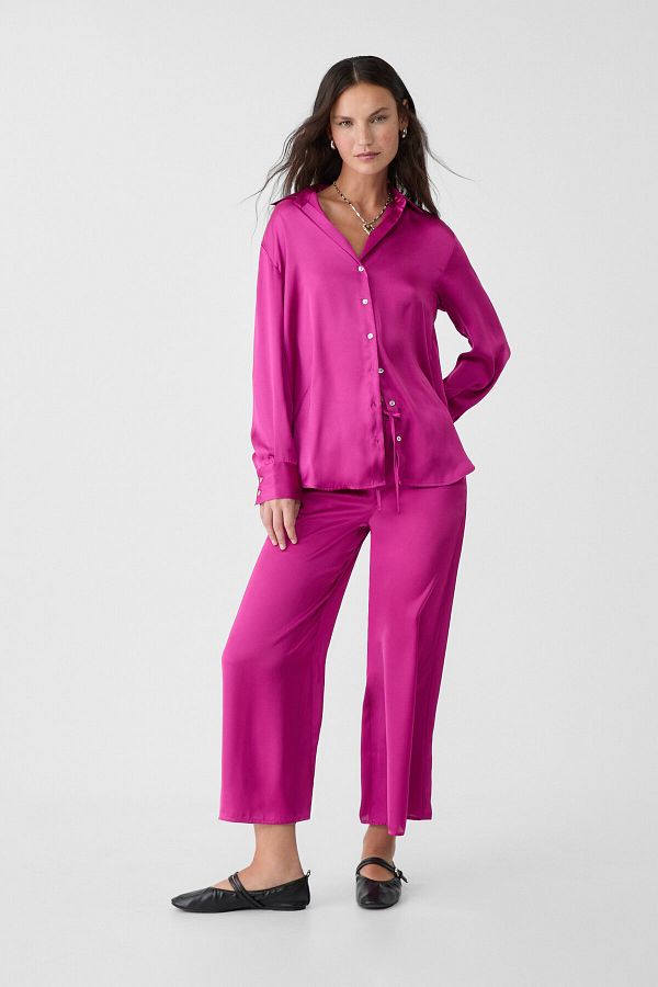 Stradivarius Satin collared shirt Trendyol