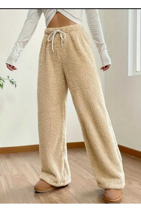 Es Sport Plush Bottom Sweatpants Comfortable Elastic Waist for Autumn and Winter Warm Pants Women Trendyol