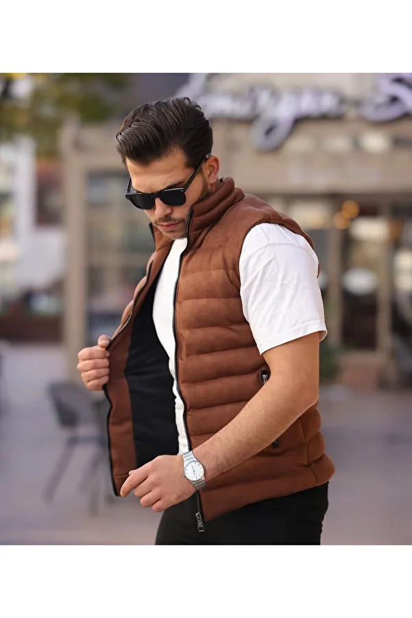 X Pool-New Season Men's Puffer Suede Vest 1
